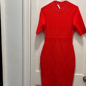 Elegant Scarlet Midi Dress